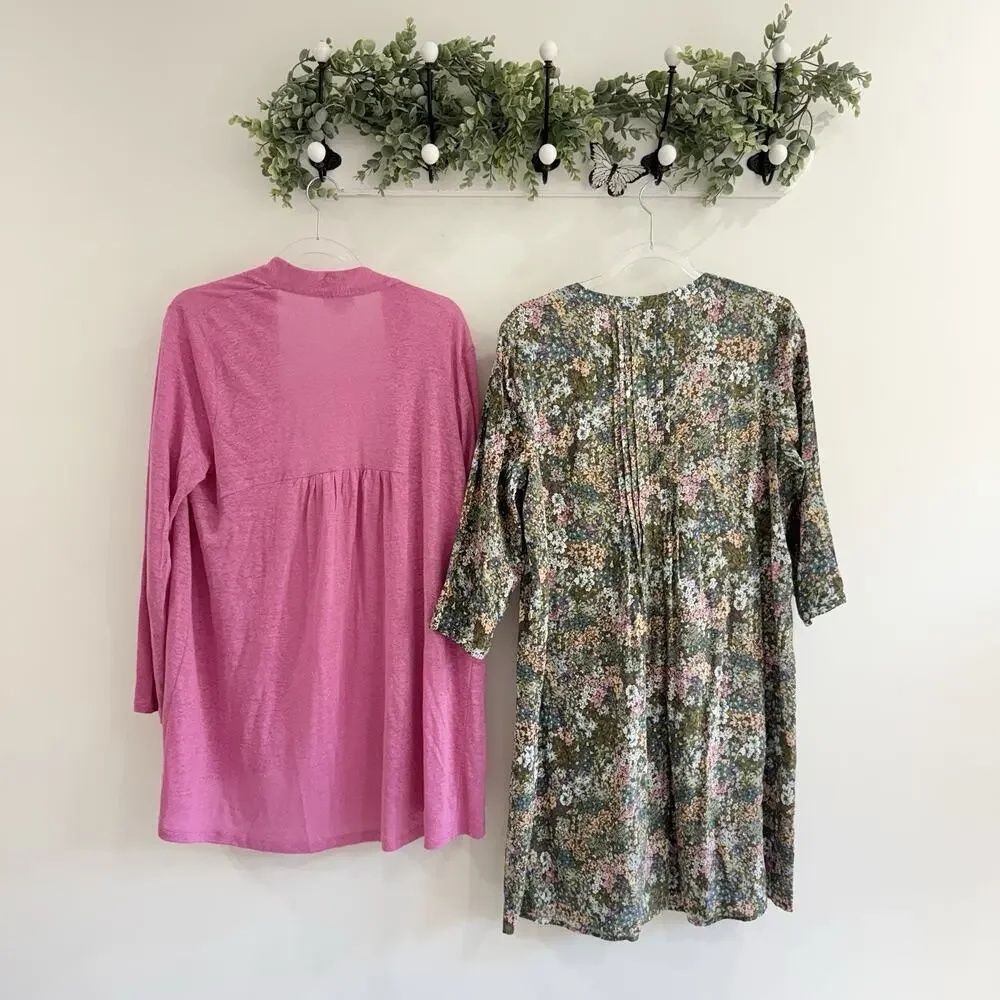 J. Jill Pink Floral Dress And Linen Cardigan Set Medium PB - Picture 5 of 5